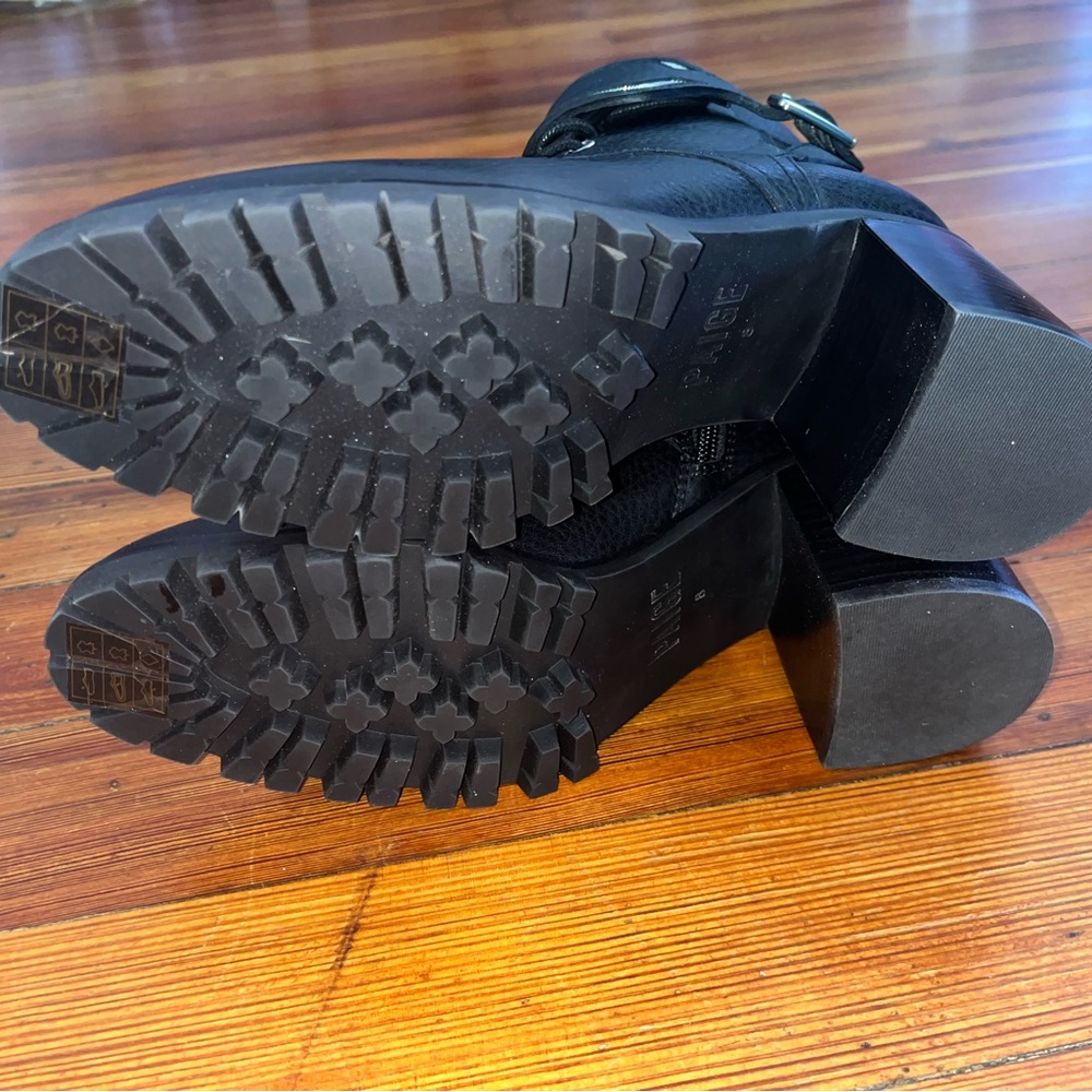 Paige Daphne Heeled Combat Boots Leather Lace Up Lug Sole Army Military Booties - Picture 6 of 7